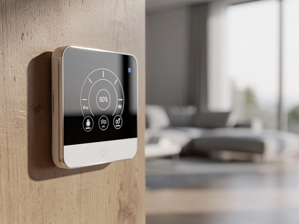 Thermostat pilotant une pompe à chaleur reliée à un plancher chauffant